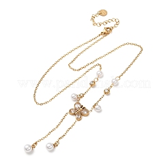Collares con colgante de mariposa de acero inoxidable 304 con cristales y rhinestone para mujer&nbsp;NJEW-P357-01G