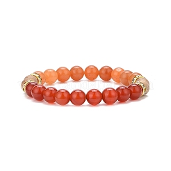 3 pièces 3 style naturel mélangé pierres précieuses et bois rond perlé bracelets extensibles ensemble pour femme&nbsp;BJEW-JB09081