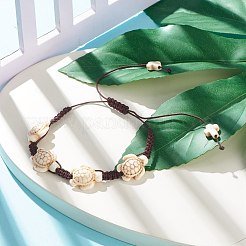 Bracciale con perline intrecciate di tartaruga sintetica turchese (tinta).&nbsp;BJEW-JB07982-02