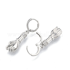 Messinghandpalmen-Ohrringe mit Brisuren für Damen&nbsp;EJEW-N012-106P