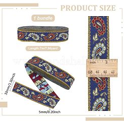 Ruban polyester brodé de style ethnique&nbsp;SRIB-WH0007-02B