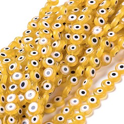 Handmade bösen Blick lampwork flache runde Perle Stränge&nbsp;LAMP-L058-8mm-01