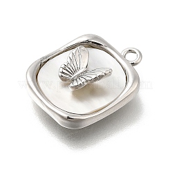Messing-Pflaster-Anhänger mit Muscheln in Naturweiß&nbsp;LS-KK-U061-07P
