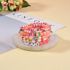 5pcs 5 handgemachte Polymer-Ton-Perlen-Stretch-Armbänder-Sets&nbsp;BJEW-SZ0001-77A