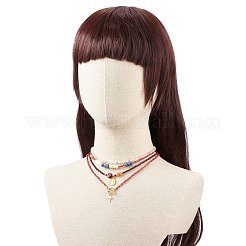 Set di collane con ciondoli in ottone e lega di stile 4 pz 4 croce e vergine maria&nbsp;NJEW-JN04018