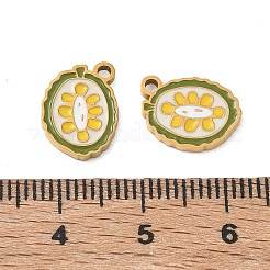 Ciondoli a forma di frutta in acciaio inossidabile 304 smaltato&nbsp;SA-CBA49D2-11G-02