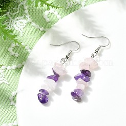 Orecchini pendenti in quarzo rosa naturale&nbsp;EJEW-JE06246