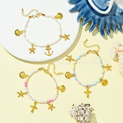 Charm-Armband aus Legierung mit Seestern&nbsp;BJEW-FS00016