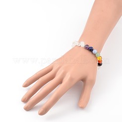 Chips und runde Chakra Natur Strick Perlen Stretch Armbänder&nbsp;BJEW-JB01990-02