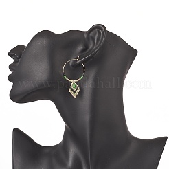 Orecchini a cerchio pendenti con rombi intrecciati con semi di vetro&nbsp;EJEW-MZ00046-02