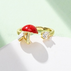 Offene Manschettenringe aus Messing mit Mikropavé-Kubikzirkonia für Damen&nbsp;RJEW-U057-26G-01