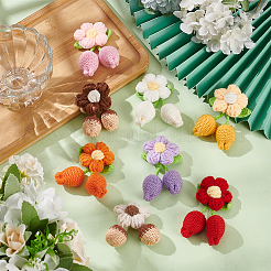 8 Stück 8 Farben handgemachte gehäkelte Blumenornamente aus Baumwolle&nbsp;AJEW-FG0004-12