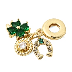 Anhänger aus Messing mit grünem Zirkonia-Pavé zum St. Patrick's Day&nbsp;KK-Z150-09G