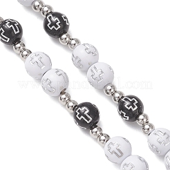 Collares rosarios con cuentas de acrílico y plástico CCB con colgante de cruz de aleación&nbsp;NJEW-JN05856-01