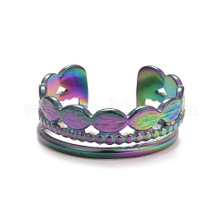 Bague ouverte ovale en acier inoxydable 304 couleur arc-en-ciel avec placage ionique (IP) pour femme&nbsp;RJEW-C025-11M