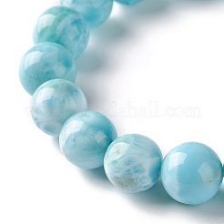 Natürliches Larimar/Pektolith-Stretcharmband mit runden Perlen&nbsp;BJEW-A120-01E