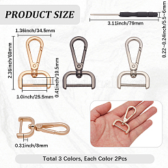 6 fermoir pivotant en alliage de zinc 3 couleurs&nbsp;FIND-SP0005-66C