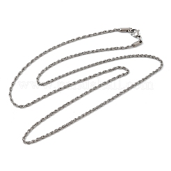 Collares unisex de cadena de cuerda de acero inoxidable 304 de 2 mm&nbsp;NJEW-P395-16P