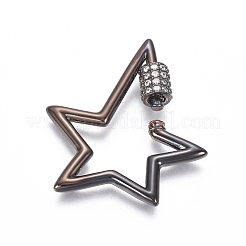 Messing Micro Pave klare Zirkonia Schraube Karabiner Schloss Charms&nbsp;ZIRC-L085-06B