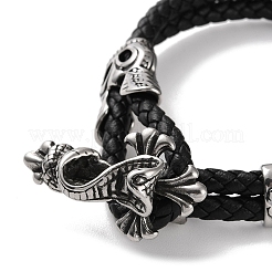 Geflochtene mehrsträngige Armbänder aus schwarzem PU-Leder für Herren&nbsp;BJEW-K243-30AS