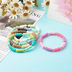 Bracciali elasticizzati fatti a mano con perle di argilla polimerica&nbsp;BJEW-JB06496
