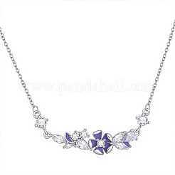 Halsketten mit lila Zirkonia-Blumenanhänger aus Messing für Damen&nbsp;WGF8B23-01