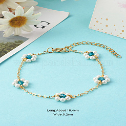 Perles de coquillage et perles acryliques bracelets à maillons de fleurs&nbsp;X1-BJEW-TA00003-02