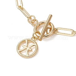 12 Stück Sternbild-Charm-Armbänder aus Messing mit Büroklammerketten für Frauen&nbsp;BJEW-JB11256