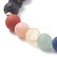 Bracelet extensible pierre de lave naturelle et mélange de pierres&nbsp;BJEW-JB07999