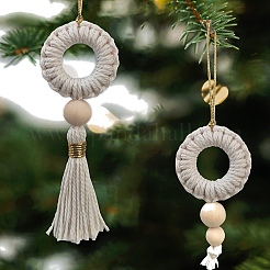 Handgemachter Weihnachtskranz aus Baumwolle mit Makramee-Anhänger&nbsp;PW-WGD54F2-01