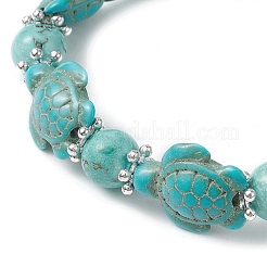 Pulseras elásticas con cuentas de tortuga turquesa sintética&nbsp;BJEW-TA00455-01