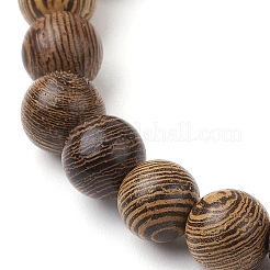 Synthetische türkisfarbene Delphinperlen mit Stretch-Armbändern aus natürlichen Wengeholzperlen&nbsp;BJEW-JB10213-03
