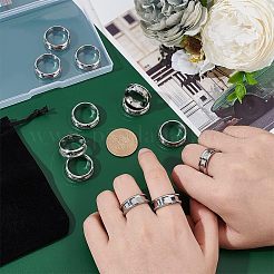 12 Stück geriffelte Fingerringfassungen aus Edelstahl&nbsp;STAS-UN0038-94B