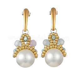 Boucles d'oreilles pendantes pour femmes en jade blanc naturel&nbsp;EJEW-MZ00783