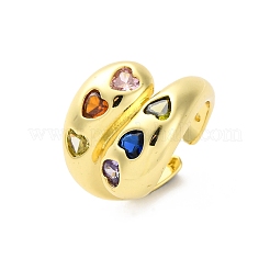 Bagues de manchette réglables en laiton avec micro pavé de zircones cubiques pour femmes&nbsp;RJEW-U053-01G