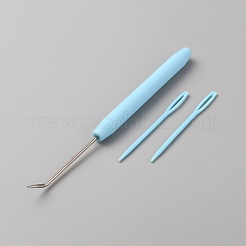Häkelnadel aus Kunststoff und Eisen mit gebogener Spitze&nbsp;TOOL-WH0159-06B