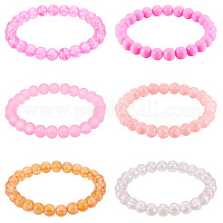 6 Stück 6 Stile 8mm Glas runde Perlen Stretch Armband Sets&nbsp;BJEW-TAC0023