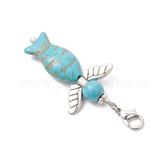 Colgante de pez ángel de plástico ABS con imitación de perla y turquesa sintética.&nbsp;HJEW-JM03532