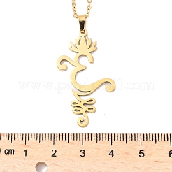 Collar con colgante de flor de loto OM de yoga de corte hueco de acero inoxidable 304&nbsp;NJEW-Z073-02G-05