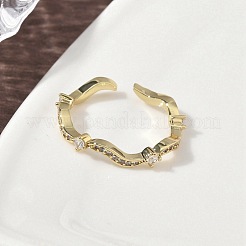 Micro ottone spianare anelli gemelli zirconi&nbsp;RJEW-H256-04G