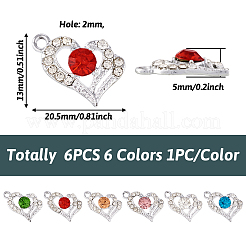 Pendenti con strass in lega 6 pz 6 colori&nbsp;FIND-TA0003-05