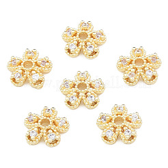 Capuchons de perles en zircone cubique transparent micro pave en laiton&nbsp;KK-N259-08