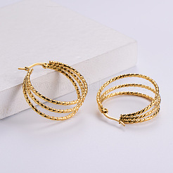 6 par de pendientes de aro triples de acero inoxidable estilo retro vintage&nbsp;XW5177-2