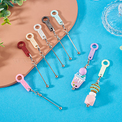 8 pendentif paille acrylique bicolore pour barre à perles&nbsp;HJEW-TA0001-48