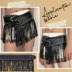 Bauchgürtel aus PU-Leder im Punk-Stil mit Metallnieten und Quaste&nbsp;FIND-WH20019-272