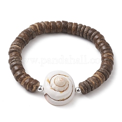 Stretch-Armbänder aus natürlichen Kokosnuss-Rondellperlen&nbsp;BJEW-JB10250-02