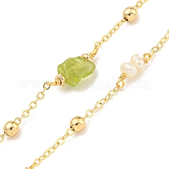 Halsketten aus Naturperlen und Peridot&nbsp;NJEW-M214-03G