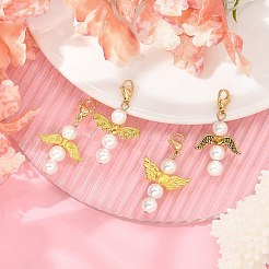 Pendentif décoratif en alliage et perle de coquillage d'ange&nbsp;HJEW-JM02402