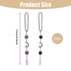 2 pendentif décoratif en onyx noir naturel&nbsp;HJEW-CA00066