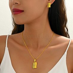 Set aus rechteckiger Messing-Halskette und Ohrsteckern für Damen&nbsp;YQ0575
